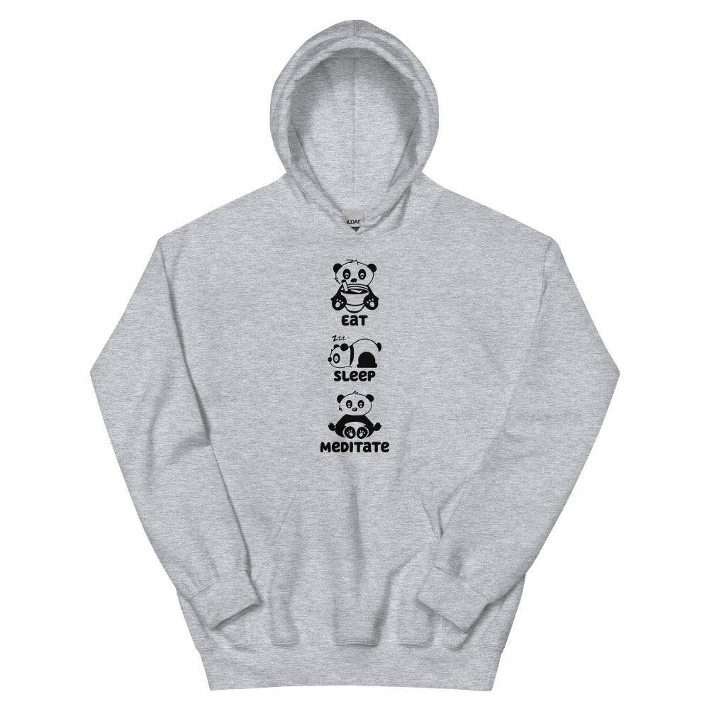Eat Sleep Meditate Panda Hoodie - Sport Grey Color - https://ascensionemporium.net
